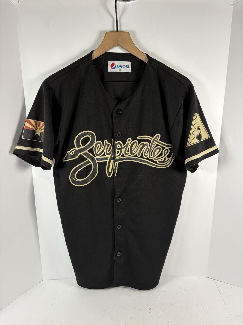 Arizona Diamondbacks Serpientes Pepsi Jersey Mens M Black Gold City Connect SGA